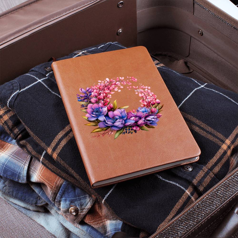 Floral Flower Wreath 132 - Vegan Leather Journal