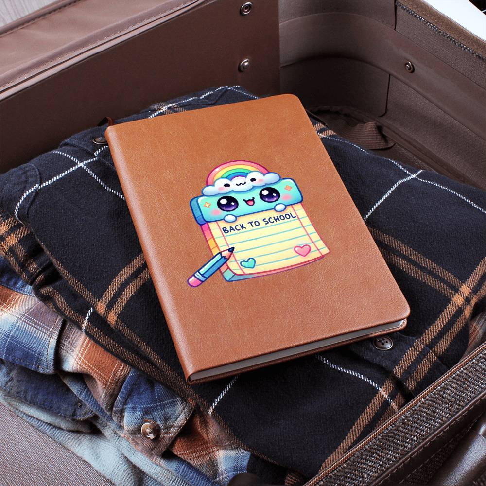 Cute Back to School Sticker 094 - Vegan Leather Journal