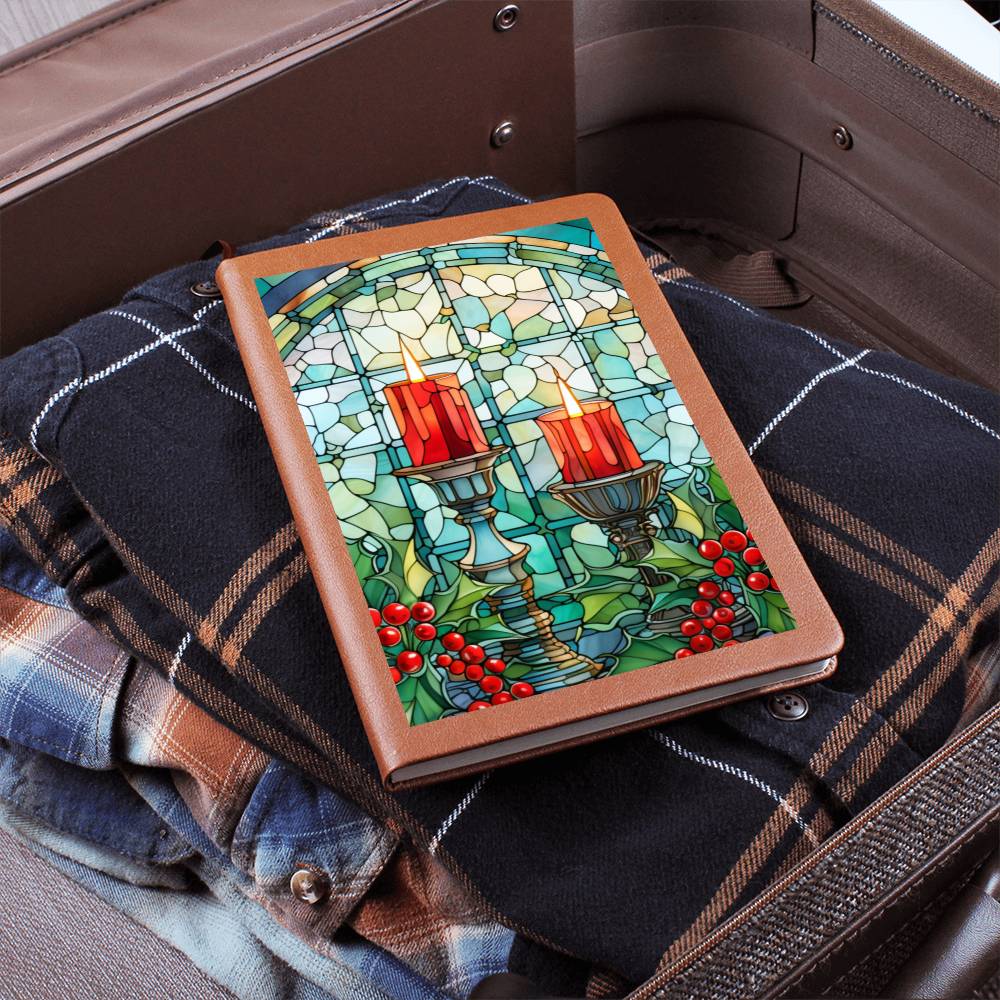 Christmas Stained Glass Design 016 - Vegan Leather Journal