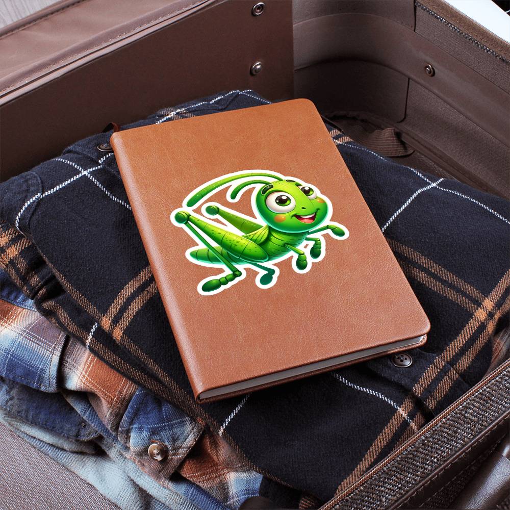 Cute Grasshopper sticker 64 - Vegan Leather Journal