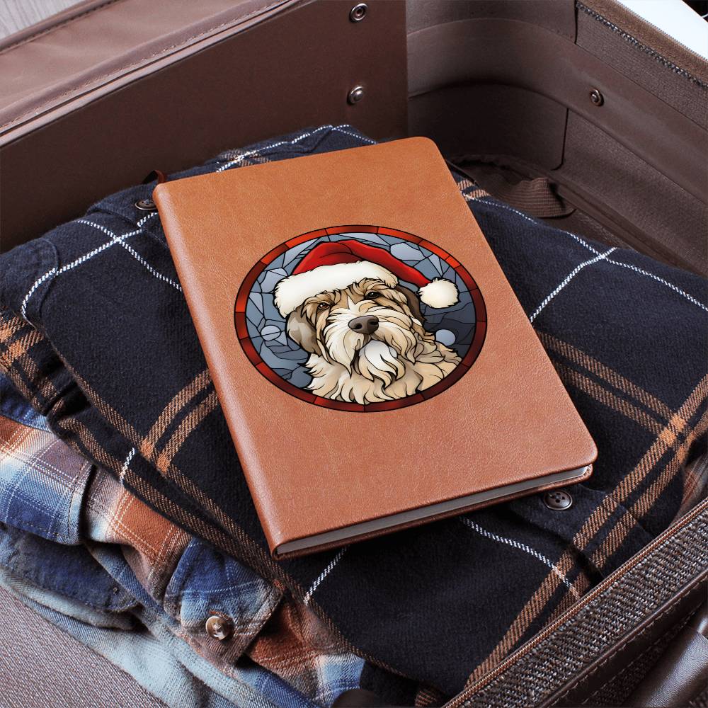 Dog Stained Glass Christmas Design 014 - Vegan Leather Journal