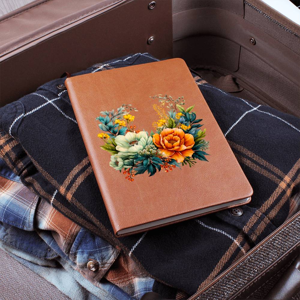 Floral Flower Wreath 109 - Vegan Leather Journal