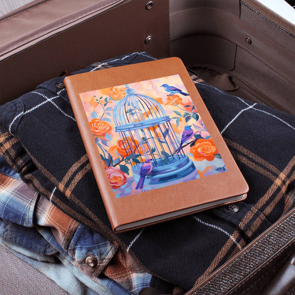 Birds And Floral Design 136 - Vegan Leather Journal