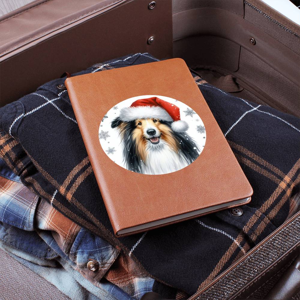 Christmas Dog - Bearded Collie - Vegan Leather Journal