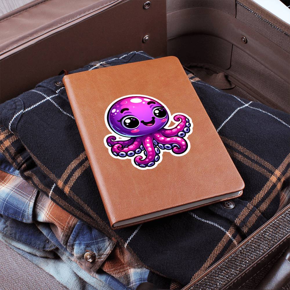 Cute Octopus sticker 105 - Vegan Leather Journal