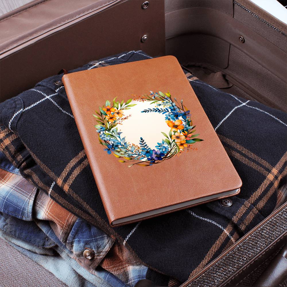 Floral Flower Wreath 009 - Vegan Leather Journal