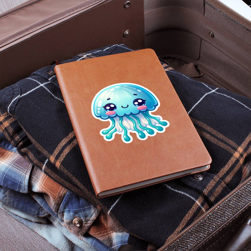 Cute Jellyfish sticker 74 - Vegan Leather Journal
