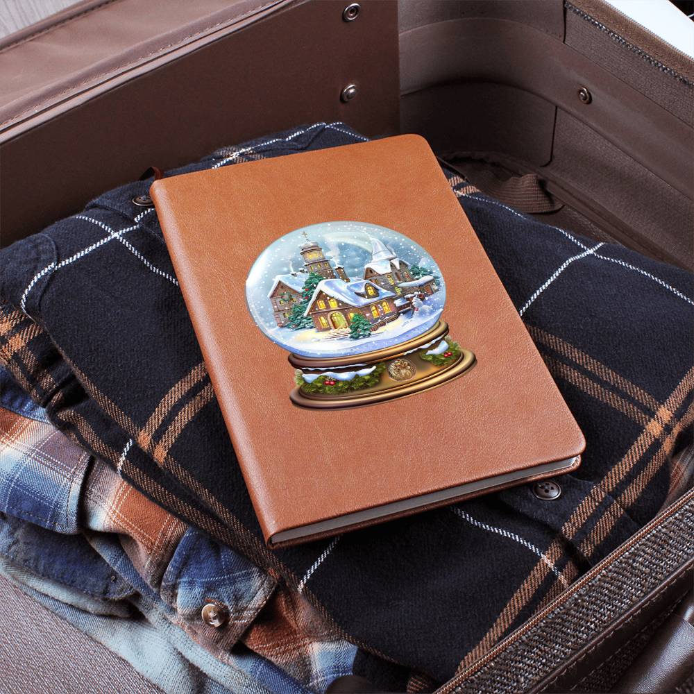 Watercolor Christmas Snow Globe 025 - Vegan Leather Journal