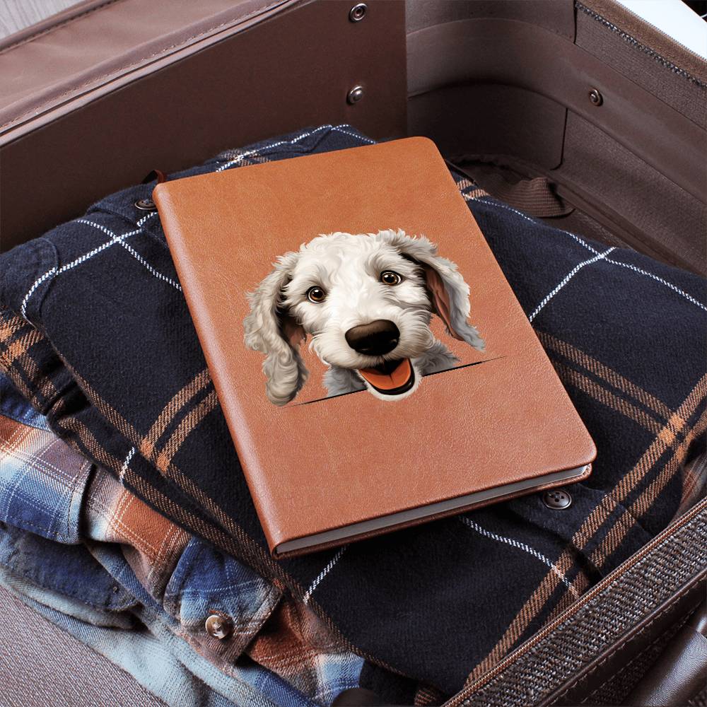 Bedlington Terrier Peeking - Vegan Leather Journal
