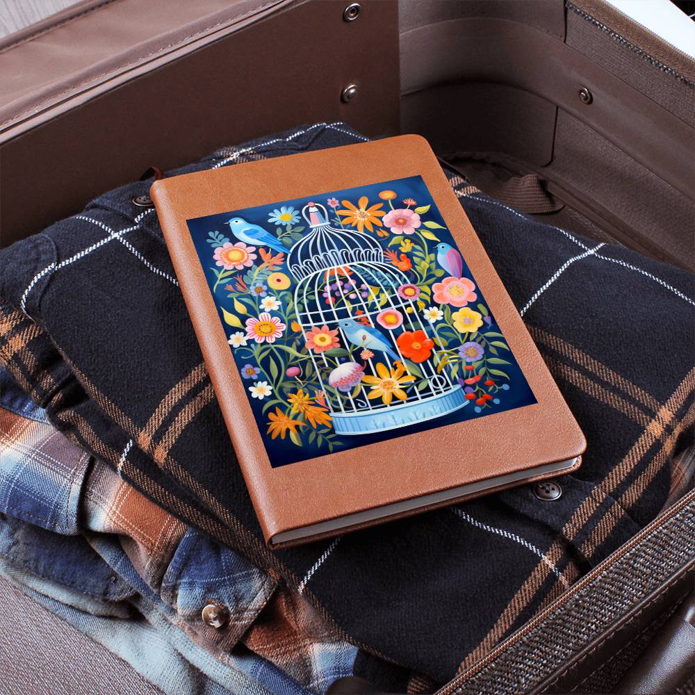 Birds And Floral Design 099 - Vegan Leather Journal