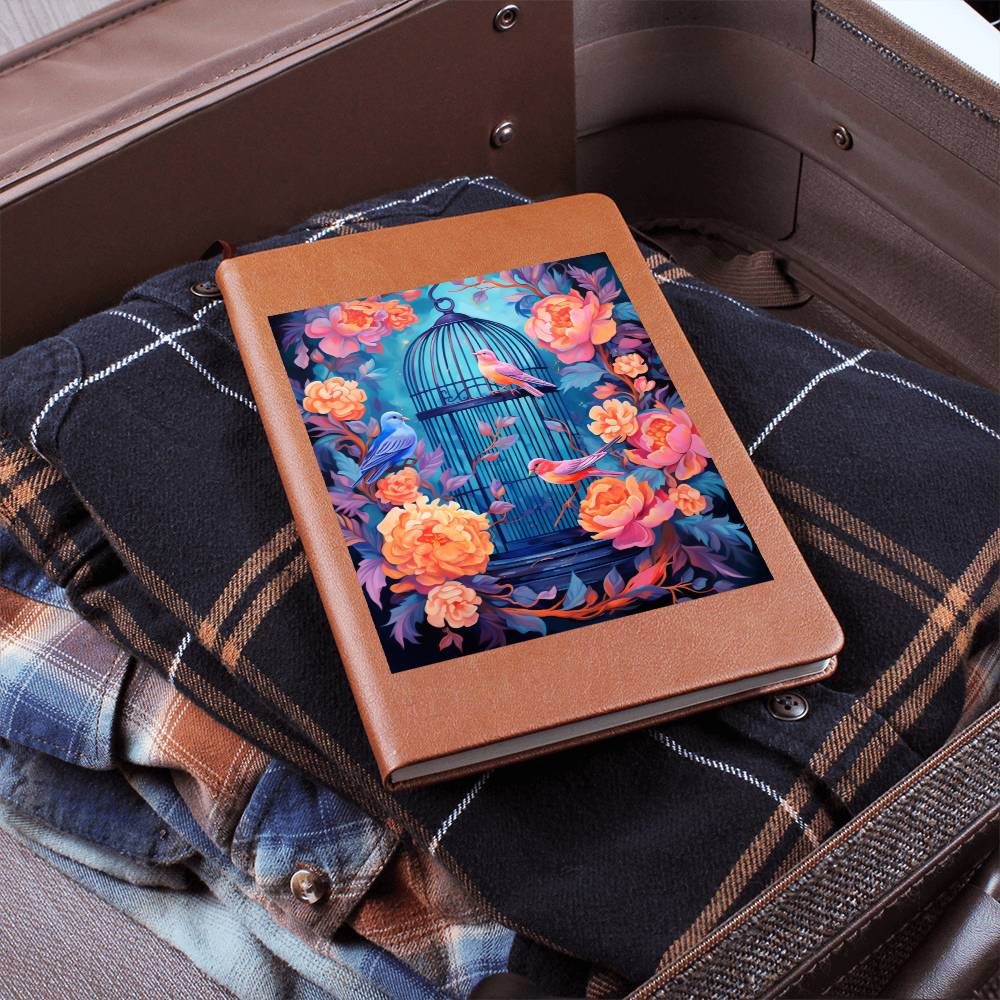 Birds And Floral Design 135 - Vegan Leather Journal