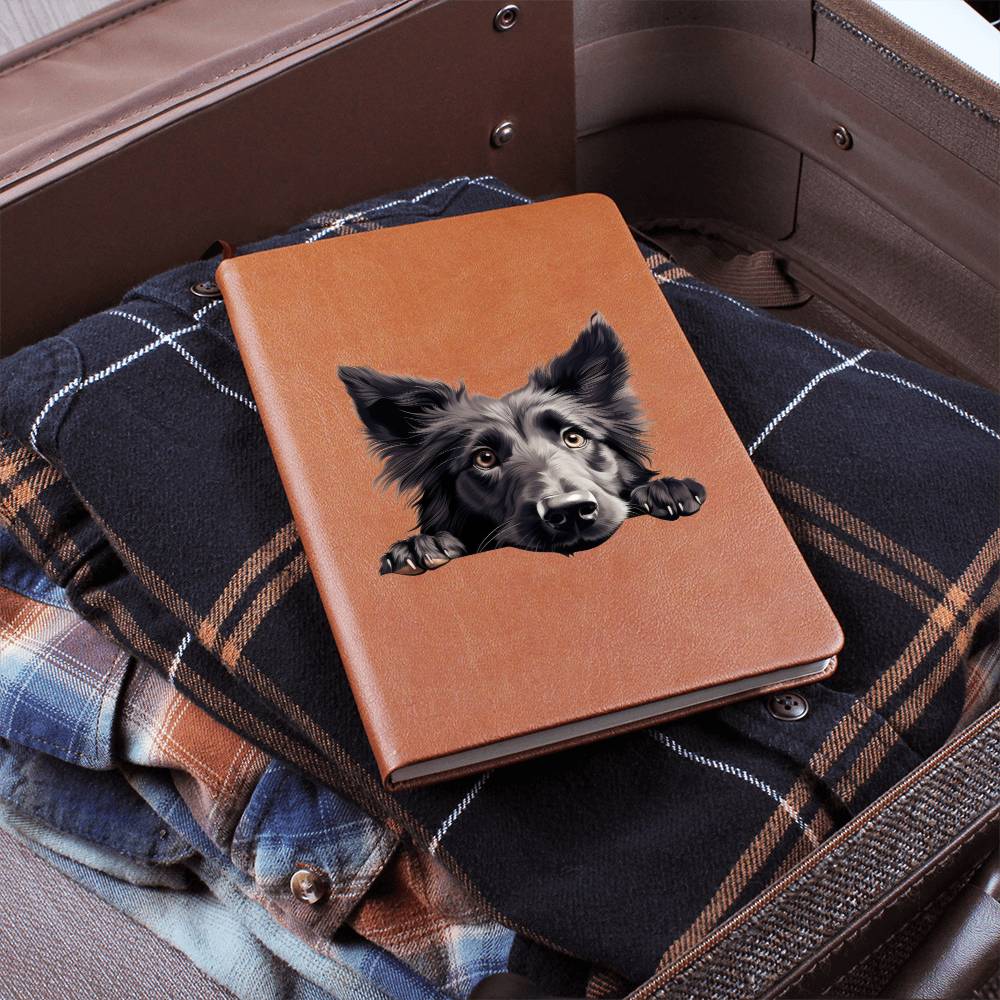 Belgian Sheepdog Peeking - Vegan Leather Journal