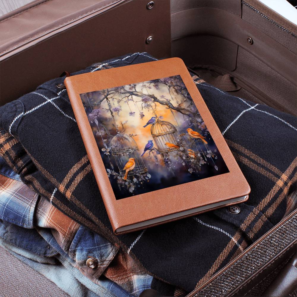 Birds And Floral Design 127 - Vegan Leather Journal