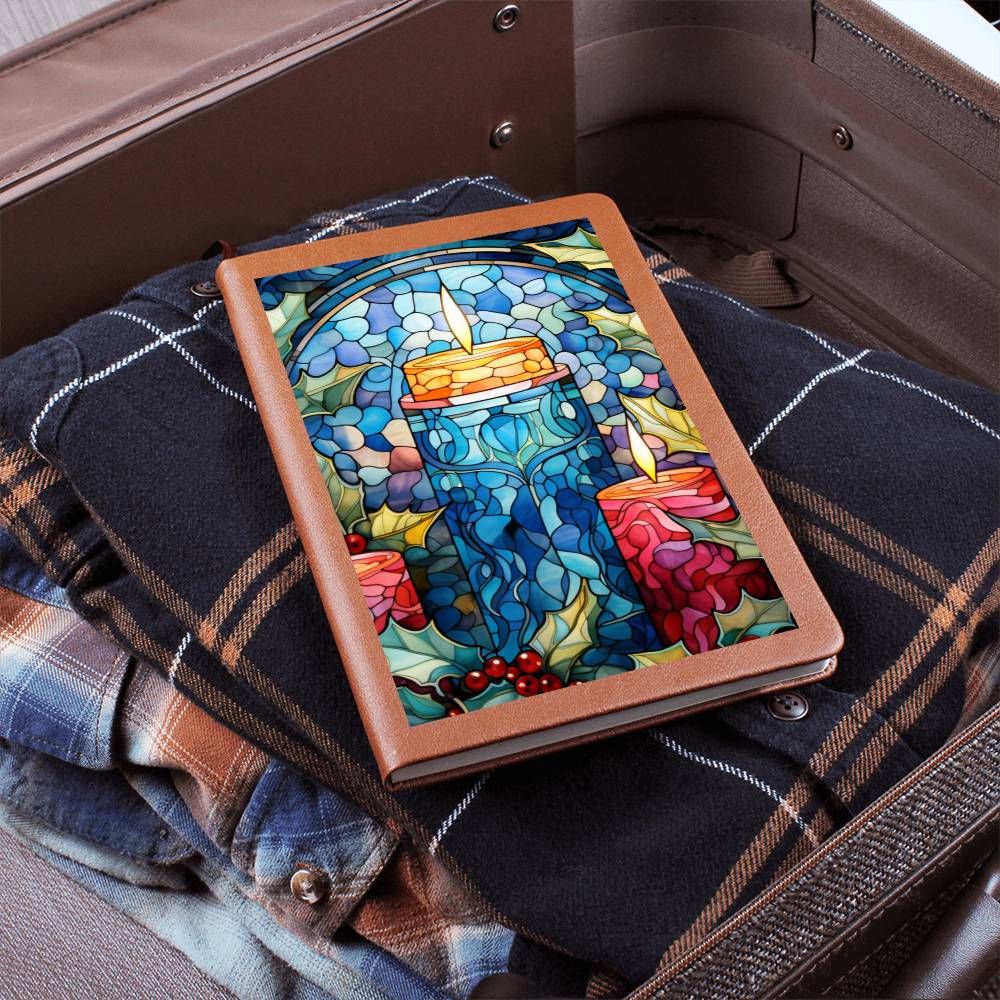 Christmas Stained Glass Design 011 - Vegan Leather Journal