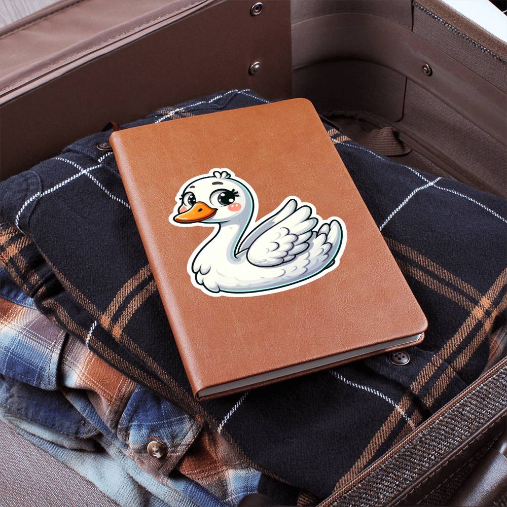 Cute Swan sticker 185 - Vegan Leather Journal