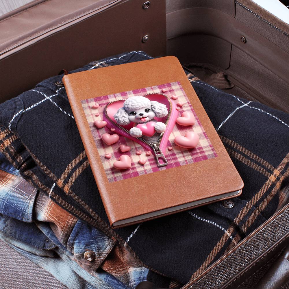Valentine's Day Dog And Zipper 033 - Vegan Leather Journal