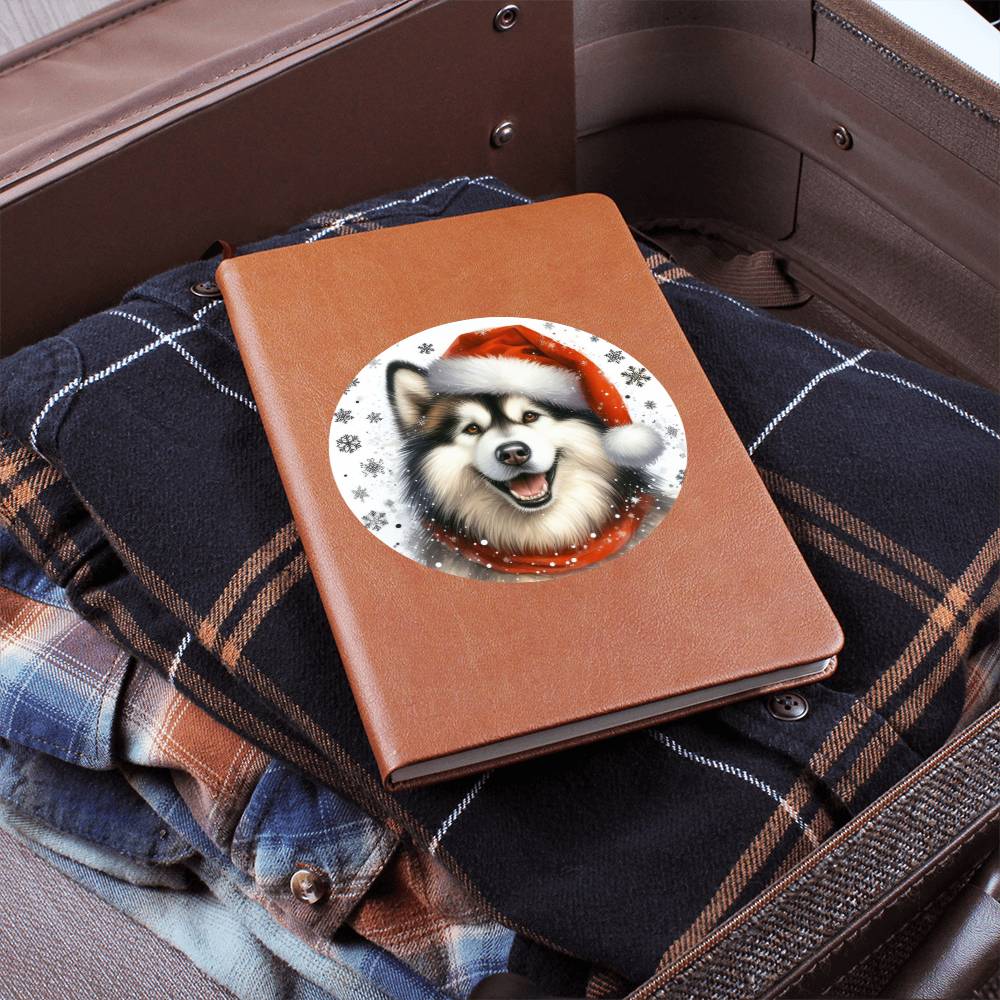 Christmas Dog - Alaskan Malamute - Vegan Leather Journal