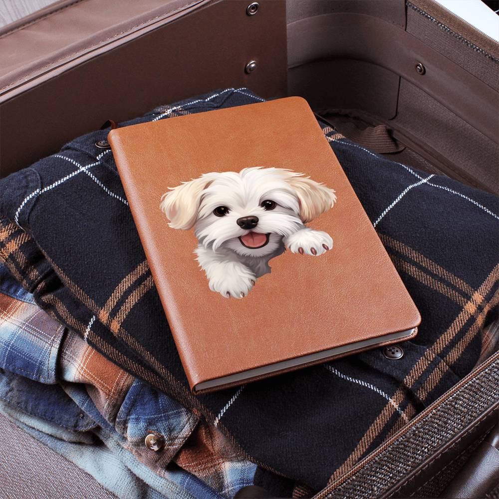 Maltese Peeking - Vegan Leather Journal