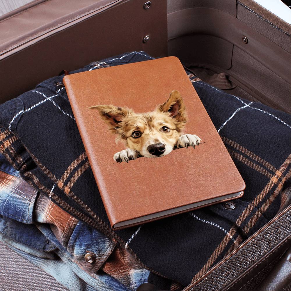 Portuguese Podengo Pequeno Peeking - Vegan Leather Journal