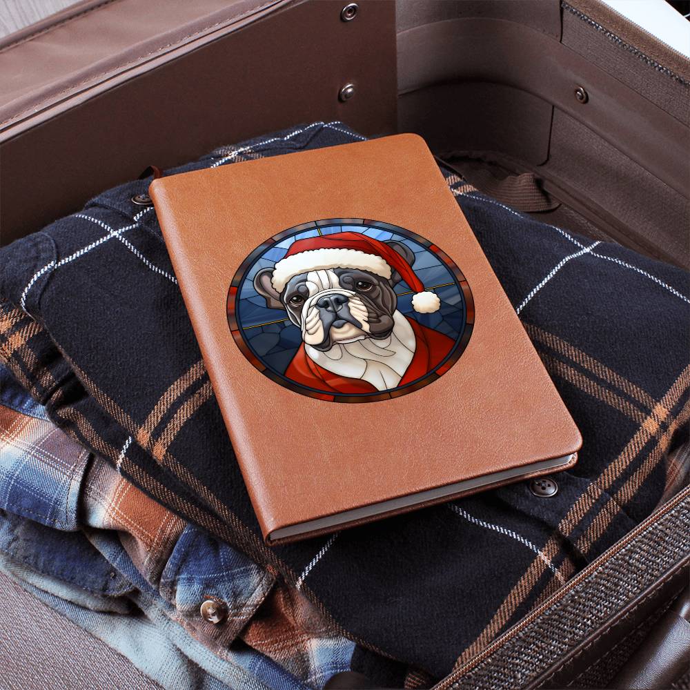 Dog Stained Glass Christmas Design 030 - Vegan Leather Journal