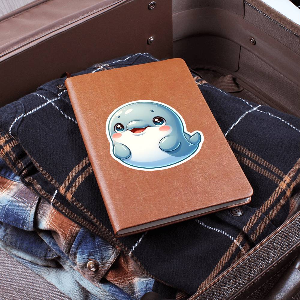 Cute Beluga sticker 12 - Vegan Leather Journal