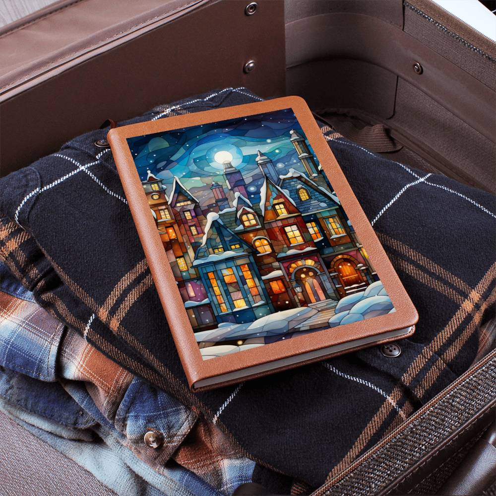 Christmas Stained Glass Design 027 - Vegan Leather Journal