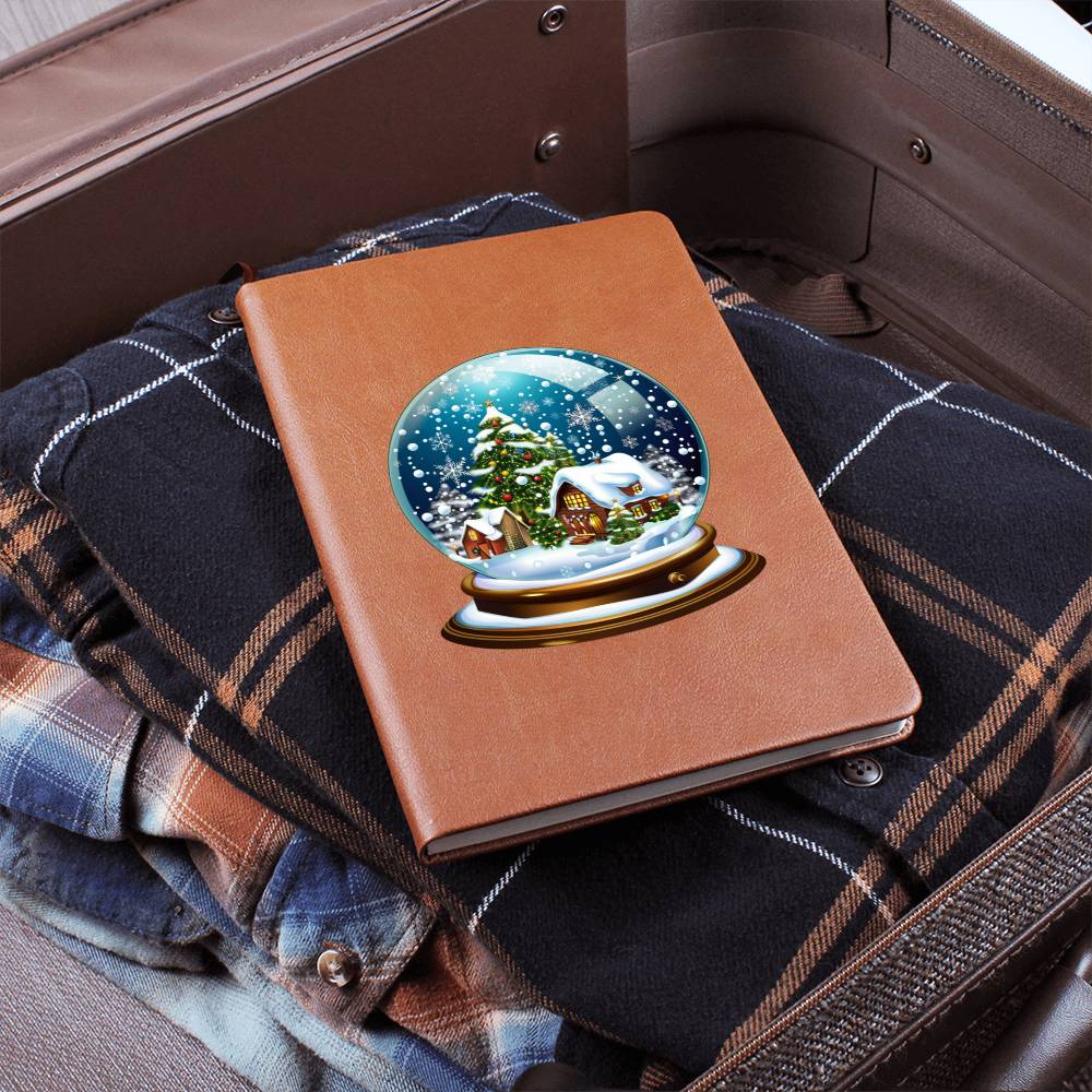 Watercolor Christmas Snow Globe 026 - Vegan Leather Journal