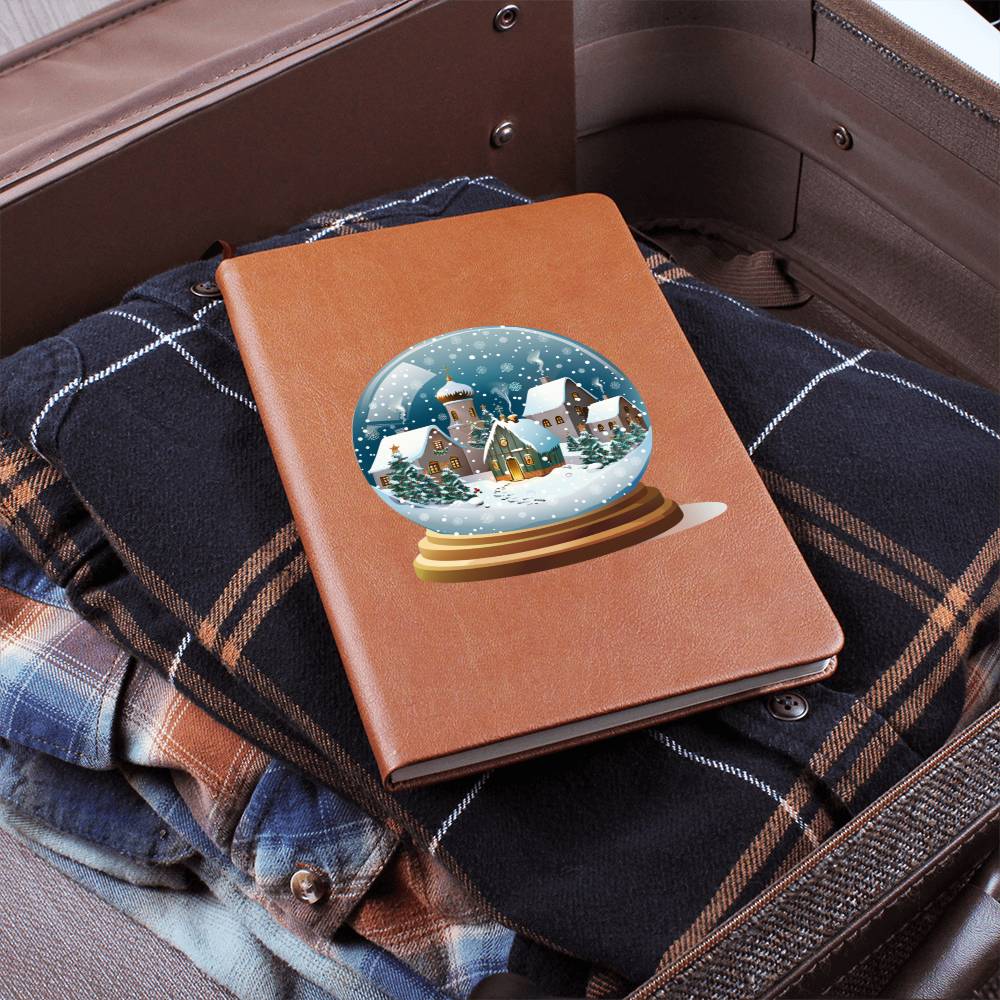 Watercolor Christmas Snow Globe 037 - Vegan Leather Journal