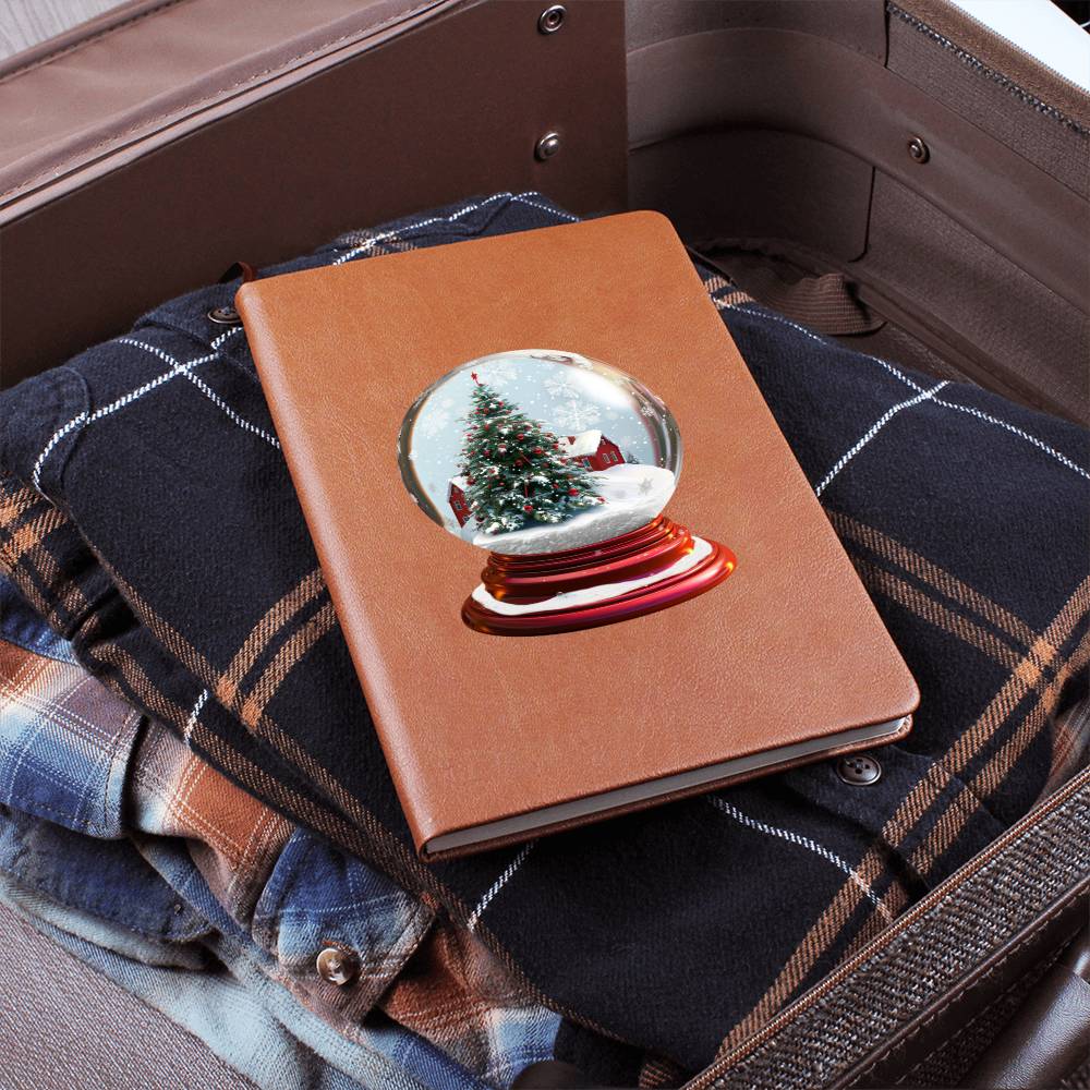 Watercolor Christmas Snow Globe 042 - Vegan Leather Journal