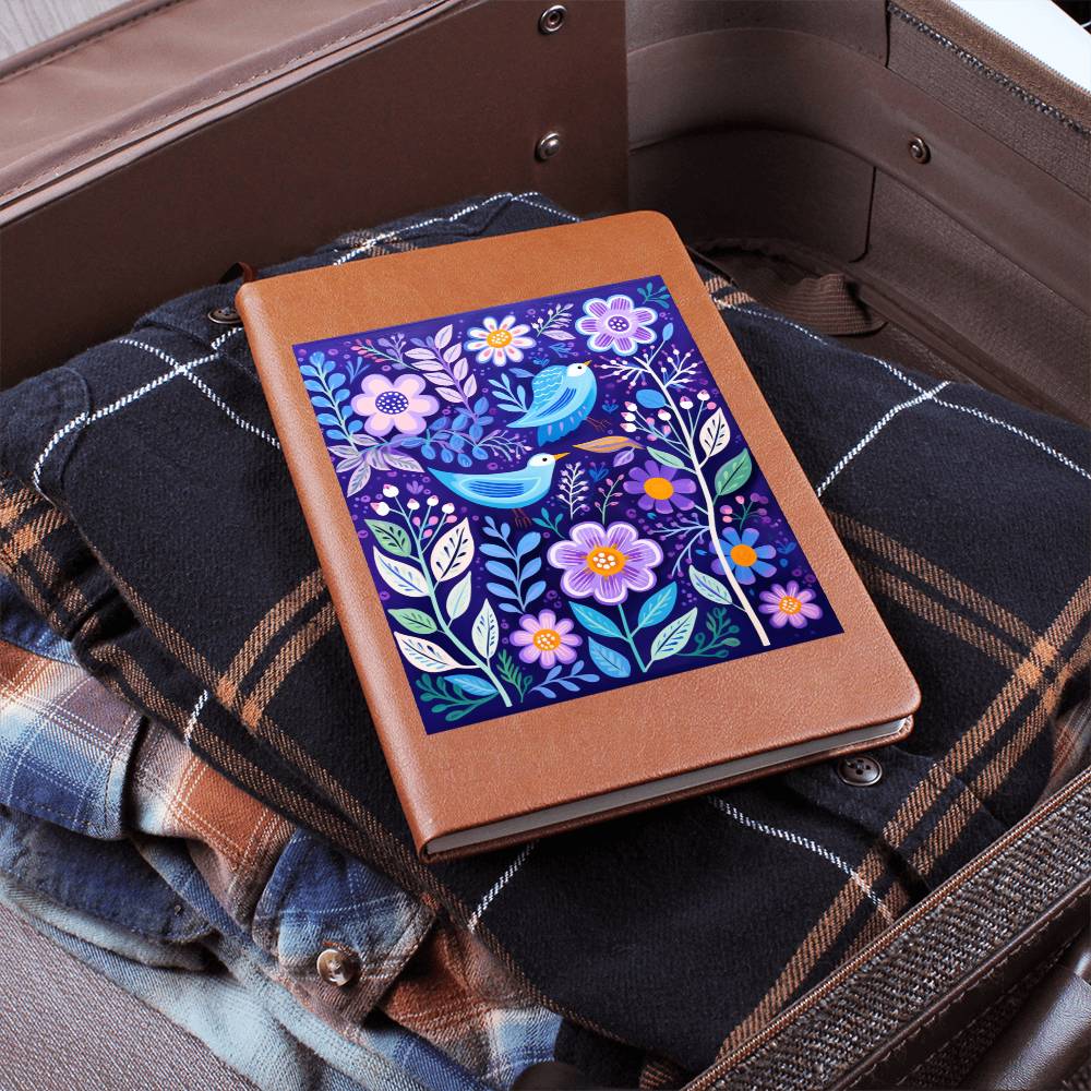 Birds And Floral Design 120 - Vegan Leather Journal