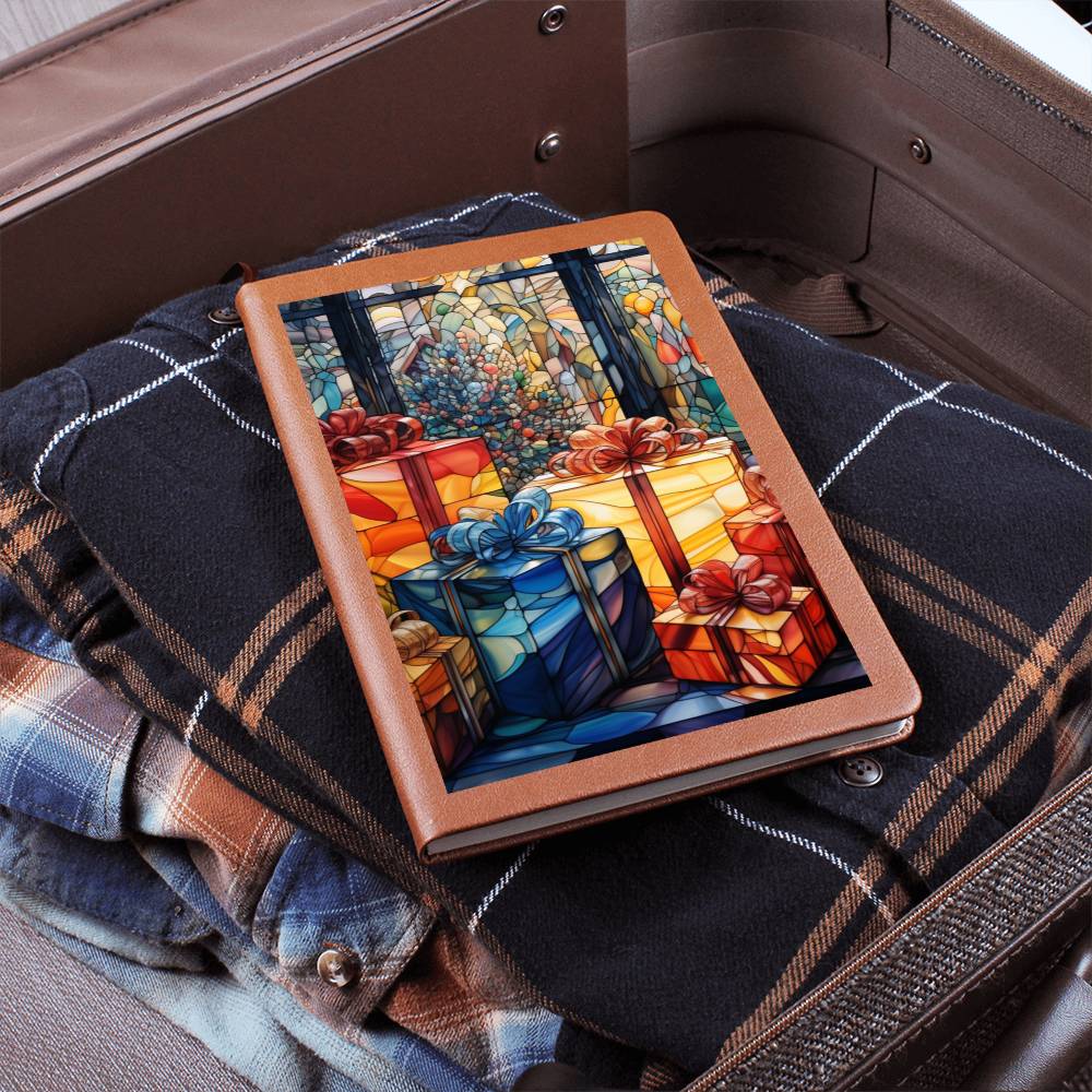 Christmas Stained Glass Design 020 - Vegan Leather Journal