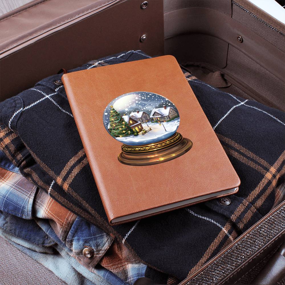 Watercolor Christmas Snow Globe 028 - Vegan Leather Journal