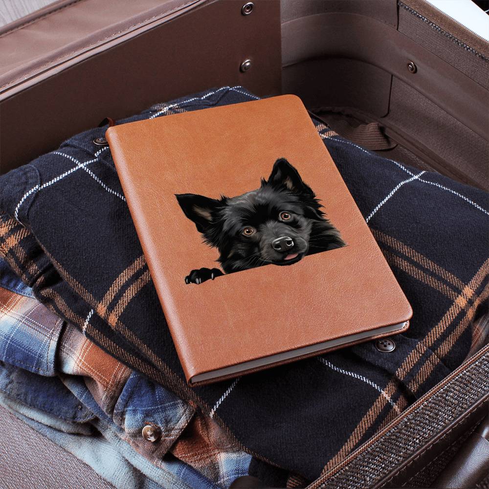 Schipperke Peeking - Vegan Leather Journal
