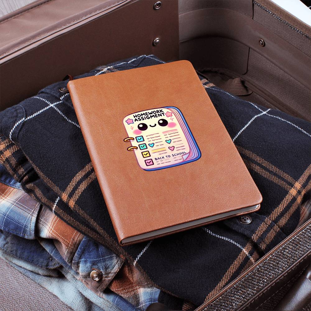 Cute Back to School Sticker 043 - Vegan Leather Journal