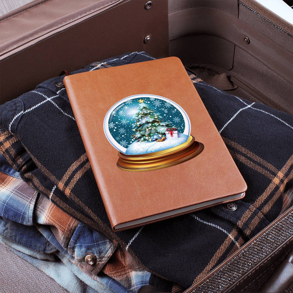 Watercolor Christmas Snow Globe 010 - Vegan Leather Journal