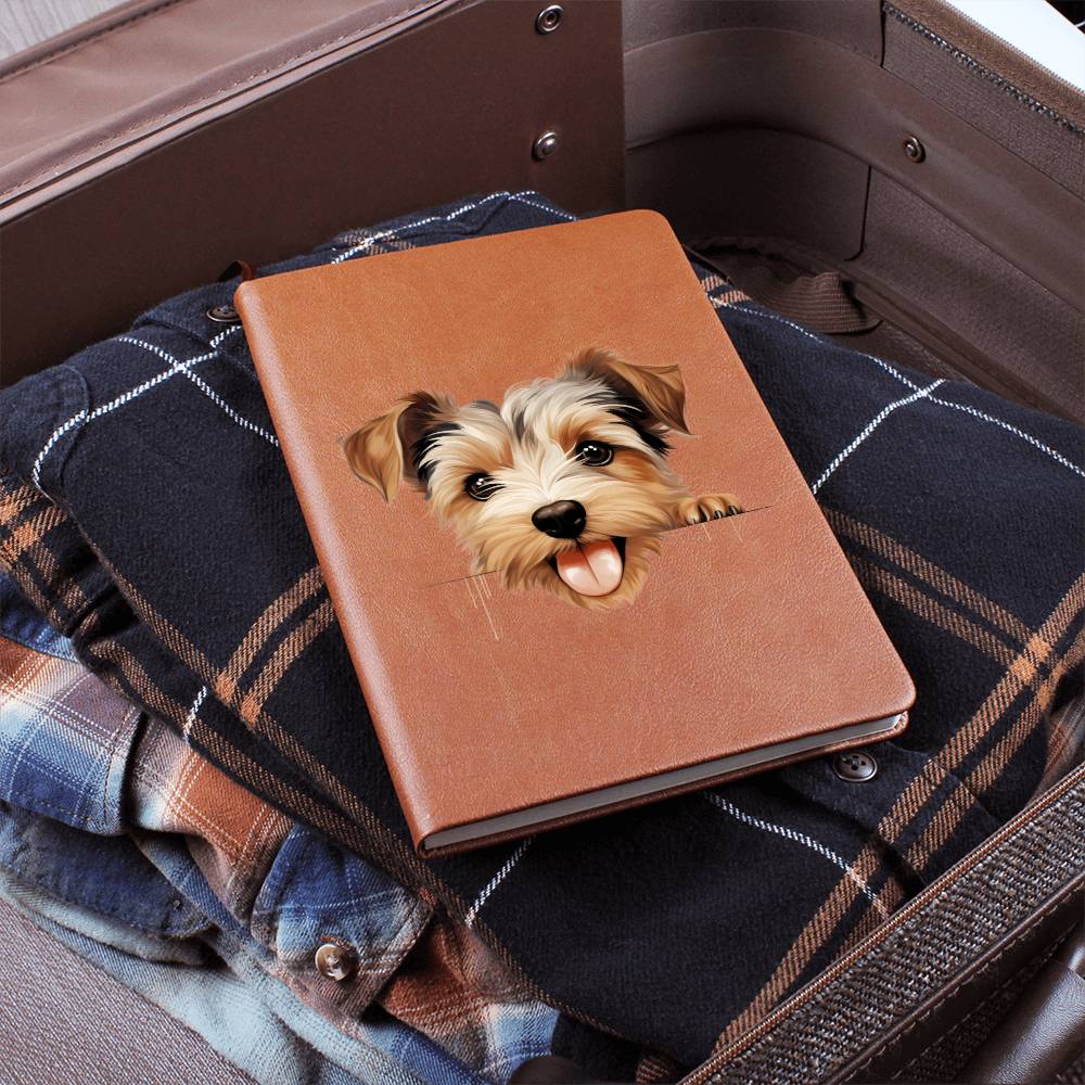 Biewer Terrier Peeking - Vegan Leather Journal