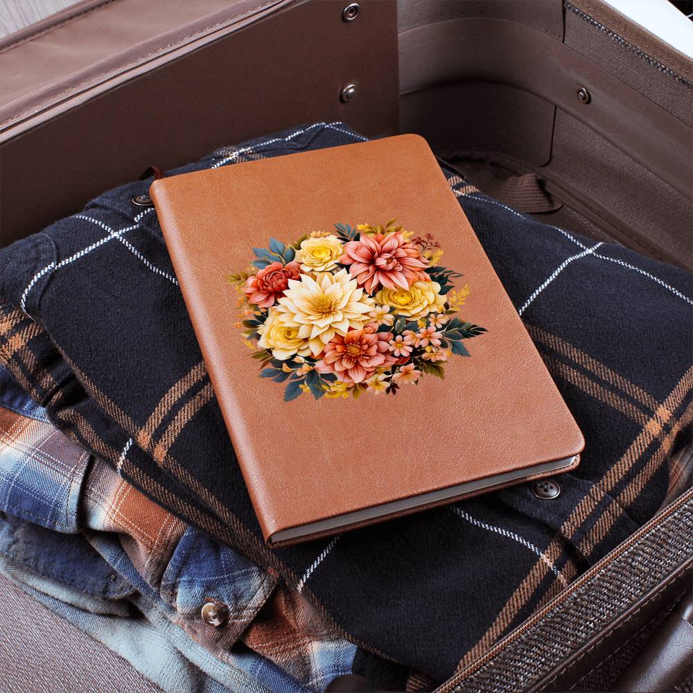 Floral Flower Wreath 038 - Vegan Leather Journal
