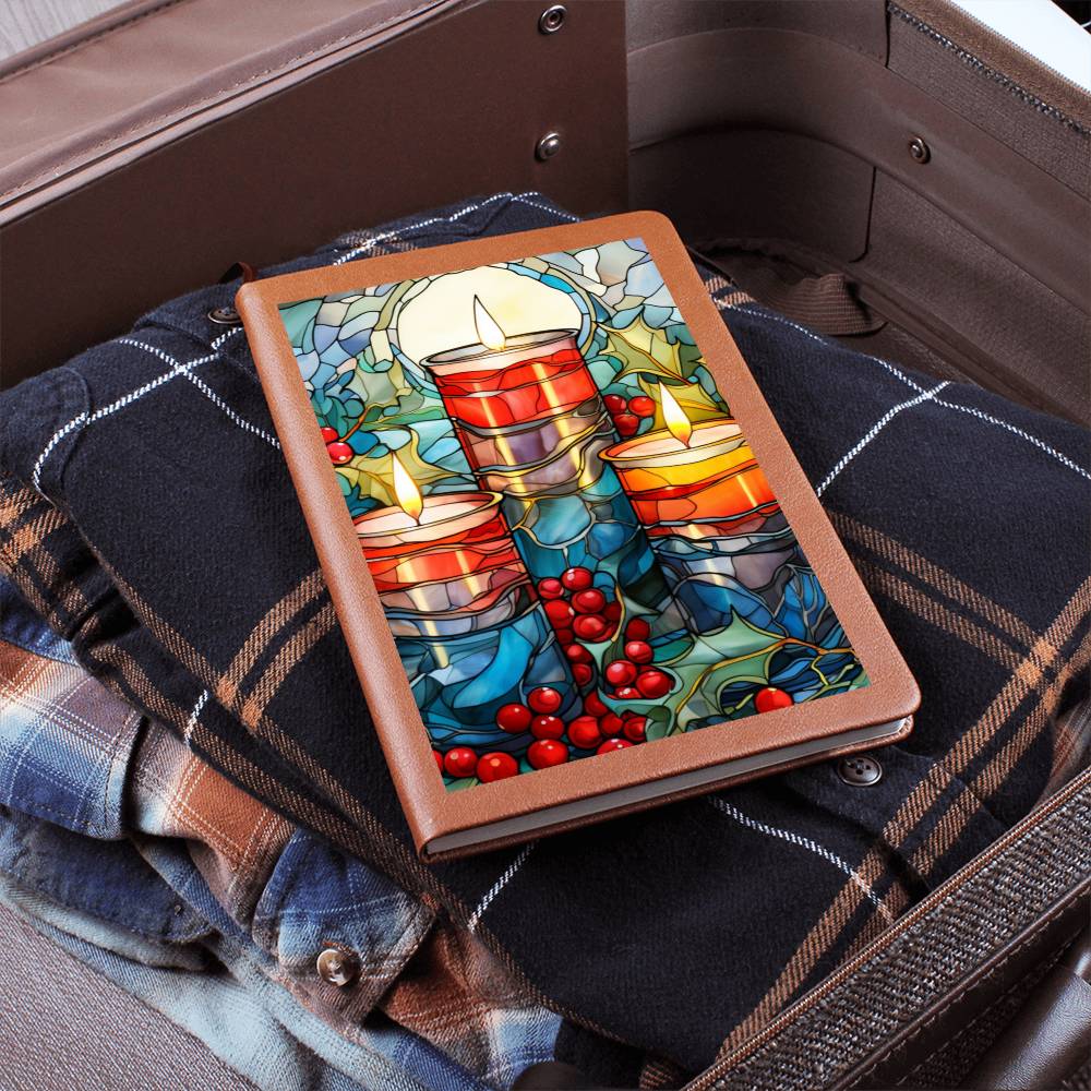 Christmas Stained Glass Design 026 - Vegan Leather Journal