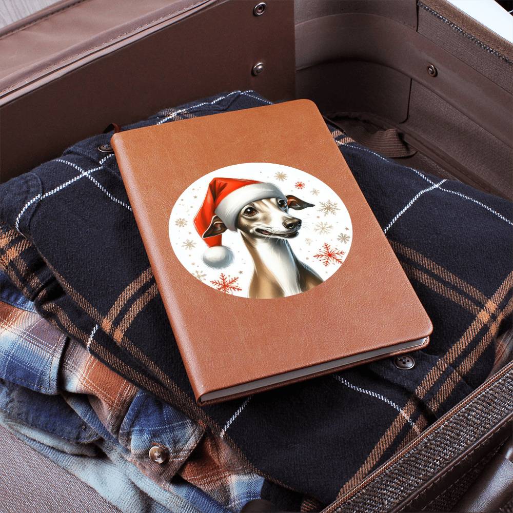 Christmas Dog - Italian Greyhound - Vegan Leather Journal