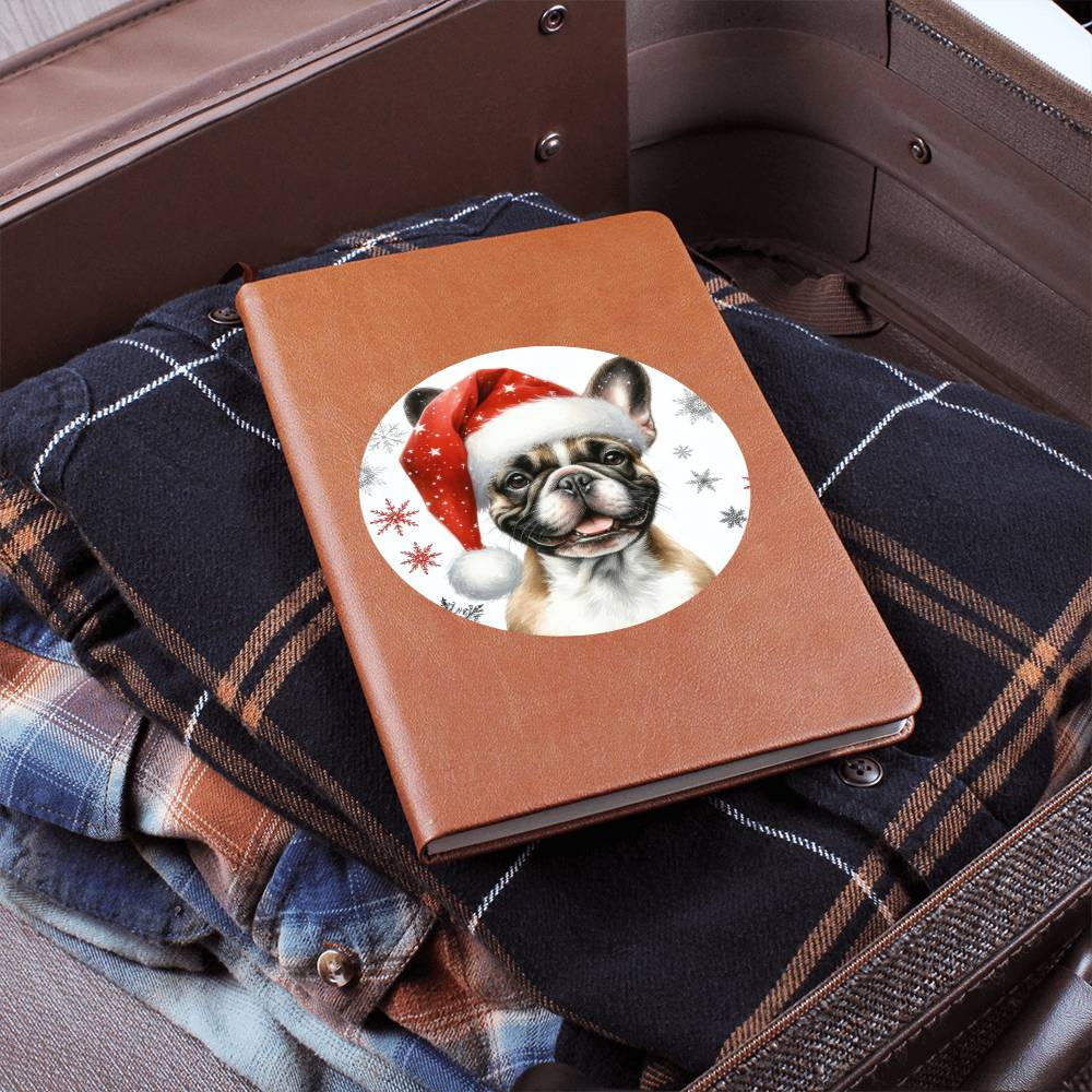 Christmas Dog - French Bulldog - Vegan Leather Journal