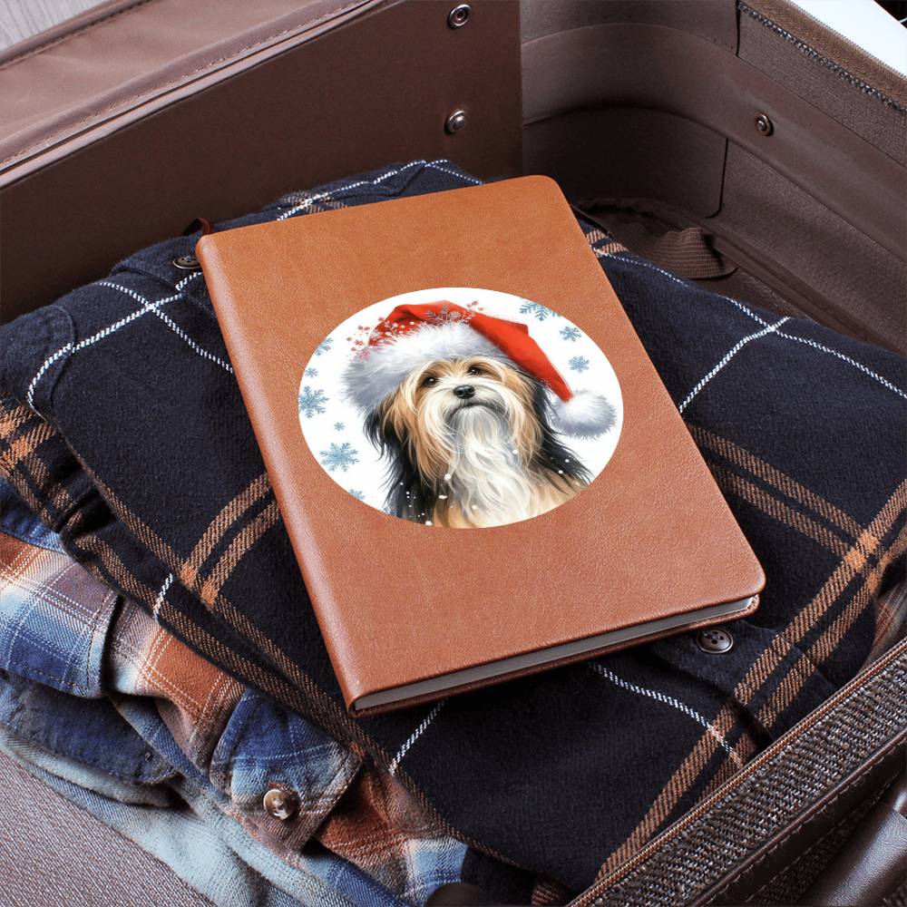 Christmas Dog - Tibetan Terrier - Vegan Leather Journal