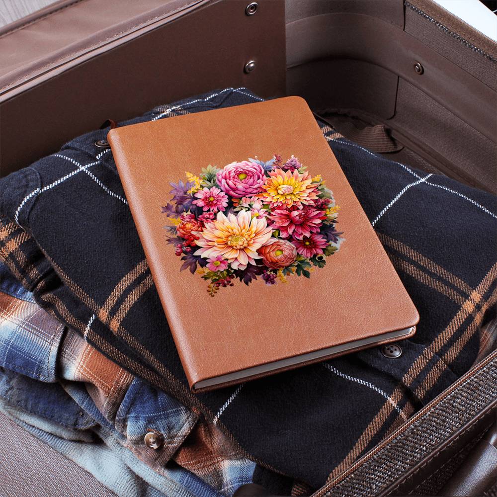 Floral Flower Wreath 043 - Vegan Leather Journal