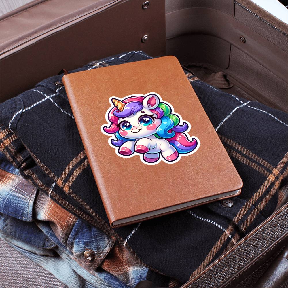 Cute Unicorn sticker 194 - Vegan Leather Journal