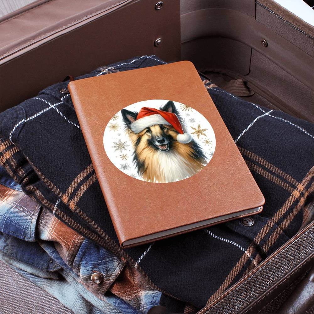 Christmas Dog - Belgian Sheepdog - Vegan Leather Journal