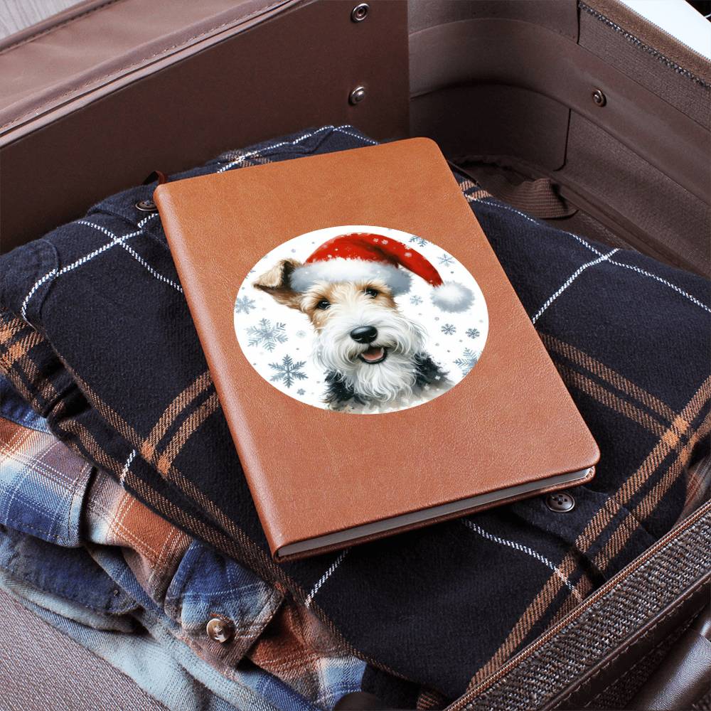Christmas Dog - Wire Fox Terrier - Vegan Leather Journal