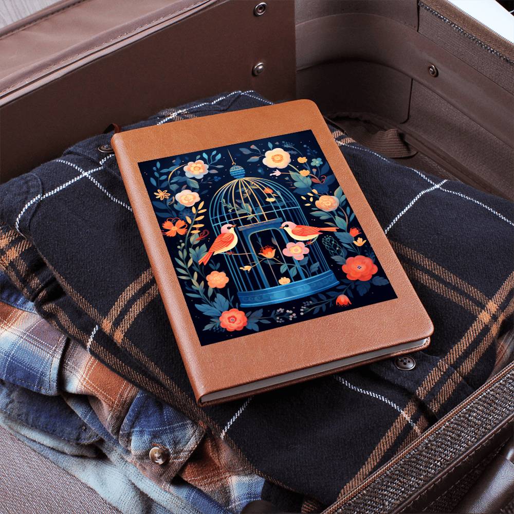 Birds And Floral Design 130 - Vegan Leather Journal