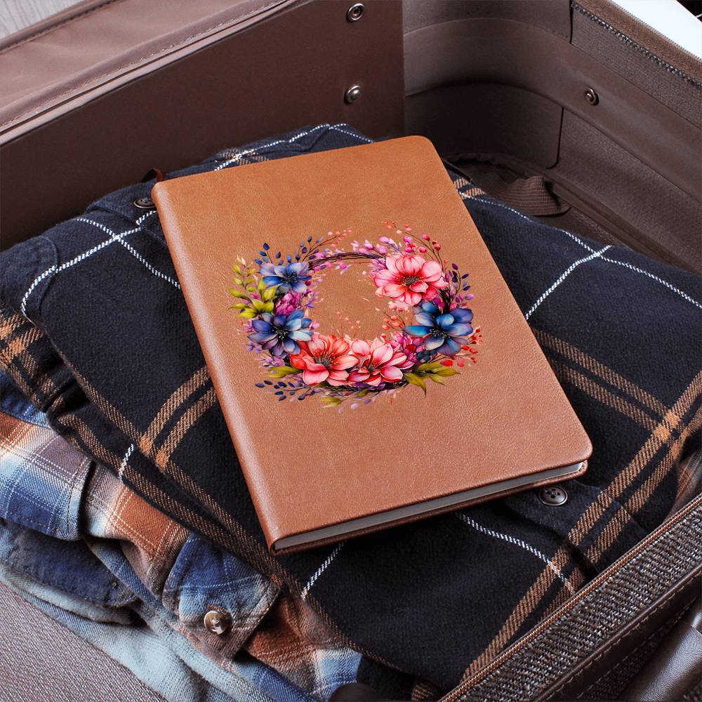Floral Flower Wreath 129 - Vegan Leather Journal