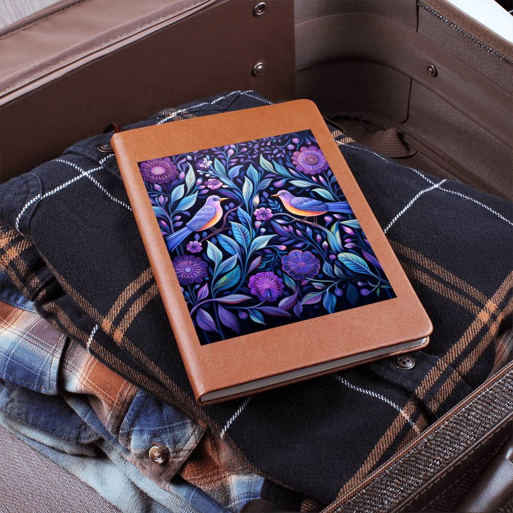 Birds And Floral Design 146 - Vegan Leather Journal