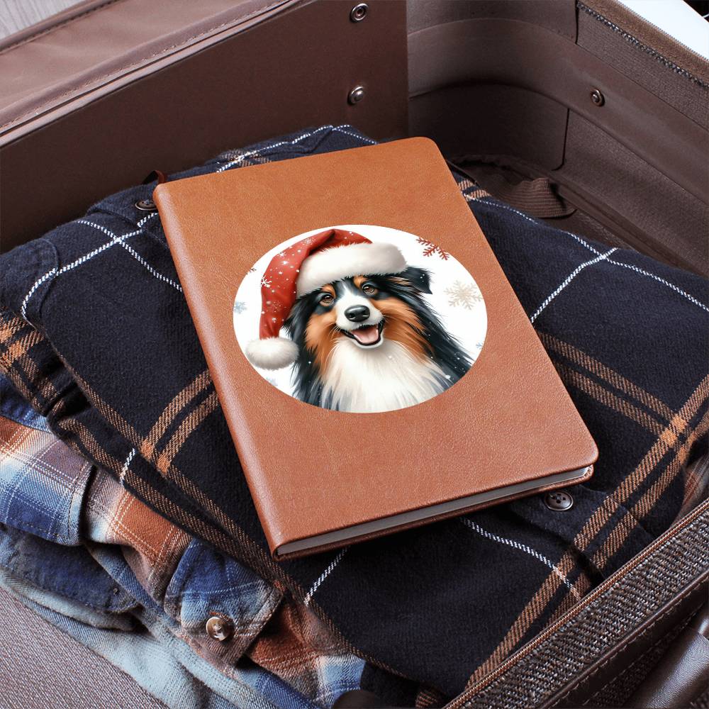 Christmas Dog - Miniature American Shepherd - Vegan Leather Journal