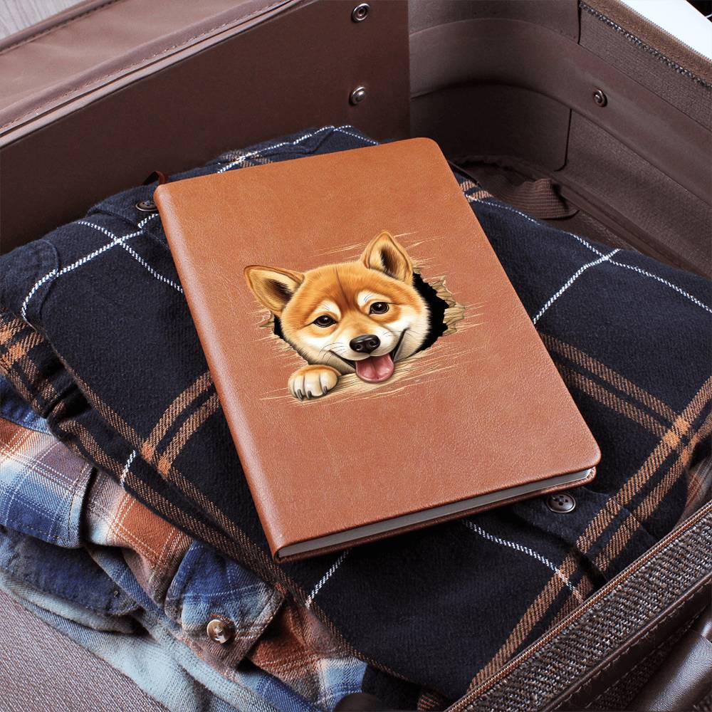 Shiba Inu Peeking - Vegan Leather Journal